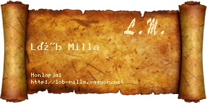 Löb Milla névjegykártya